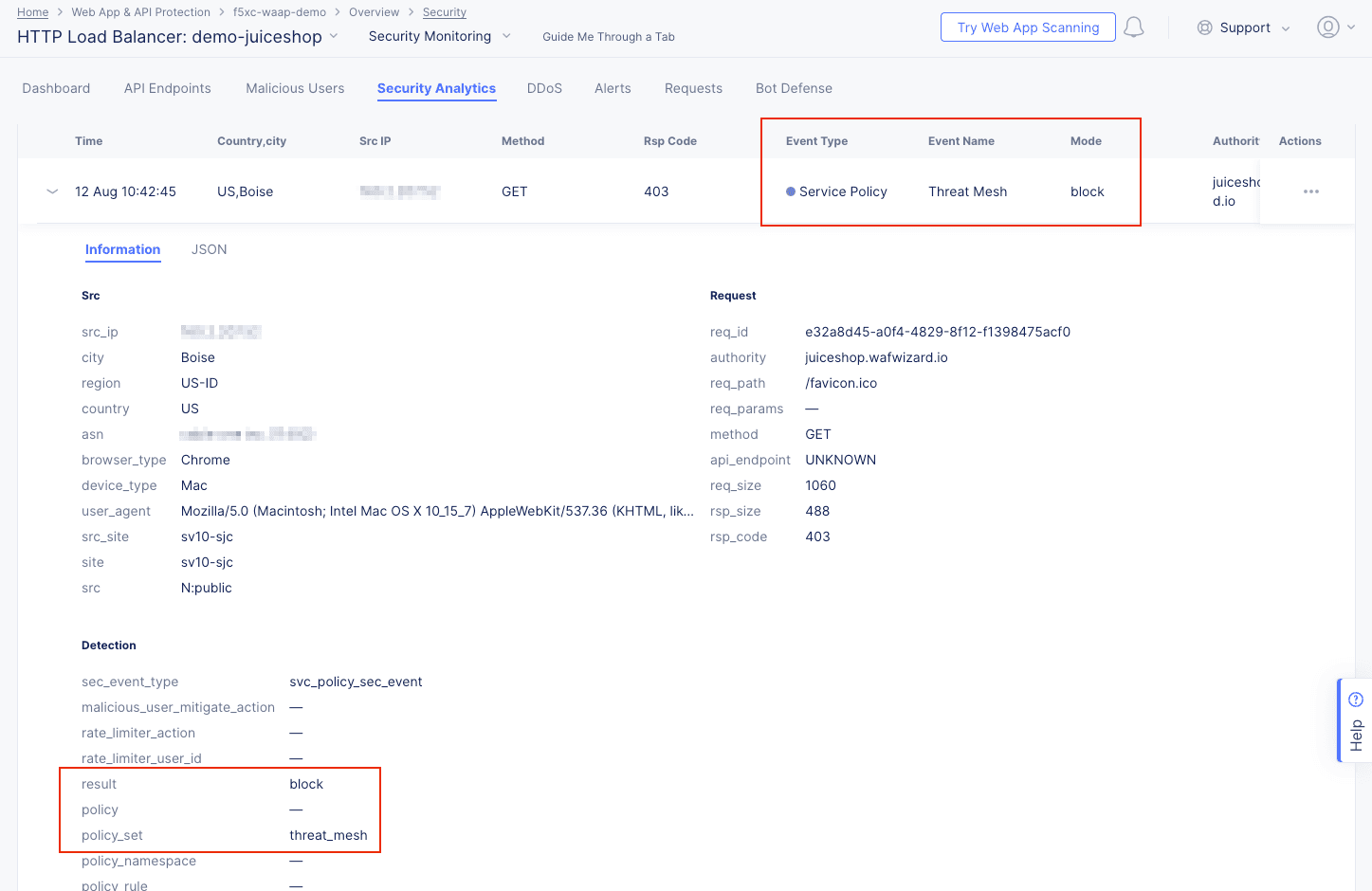 Figure: Security Events Details