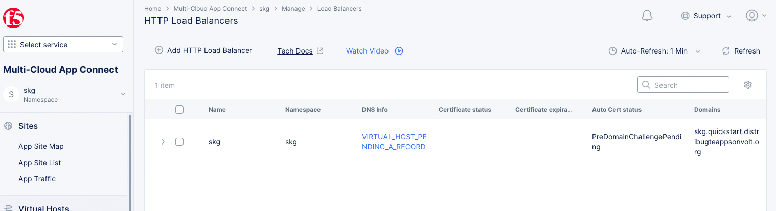 Figure: Created HTTP Load Balancer