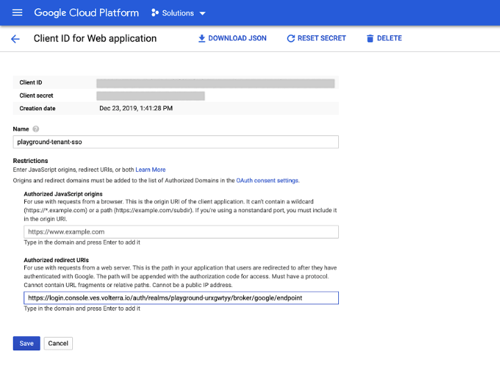 Figure: Configure Redirect URI