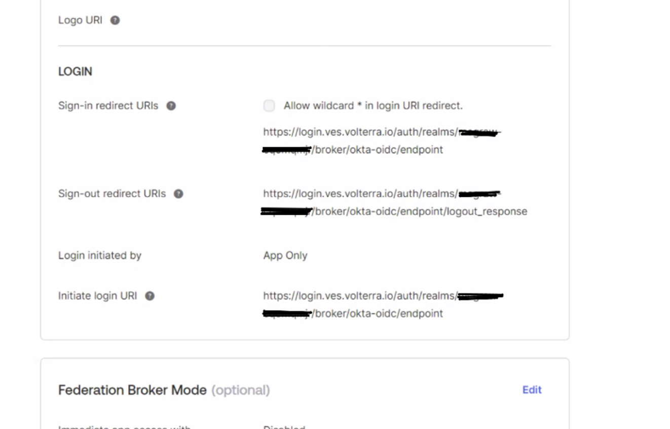 Figure: Redirect URI from Identity Provider Creation