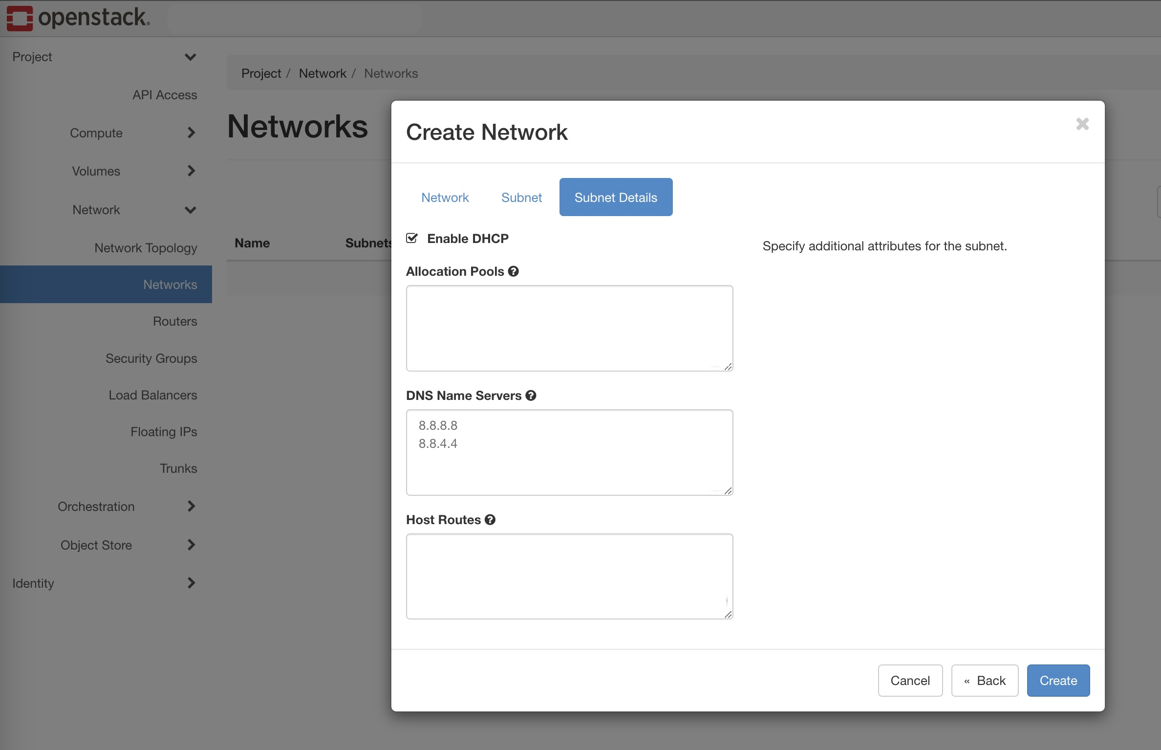 Figure: Subnet Details