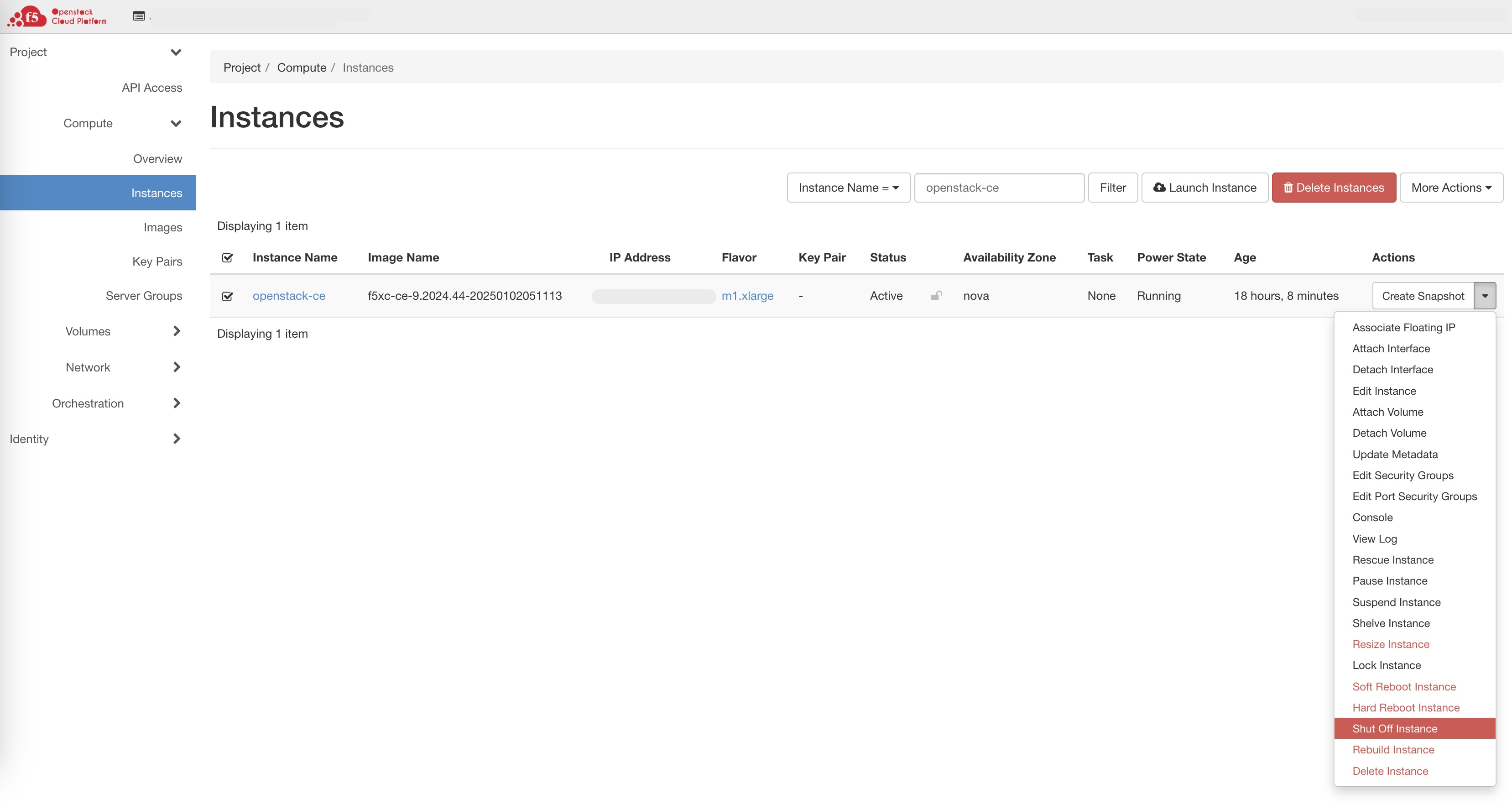 Figure: Shutdown VM Instance