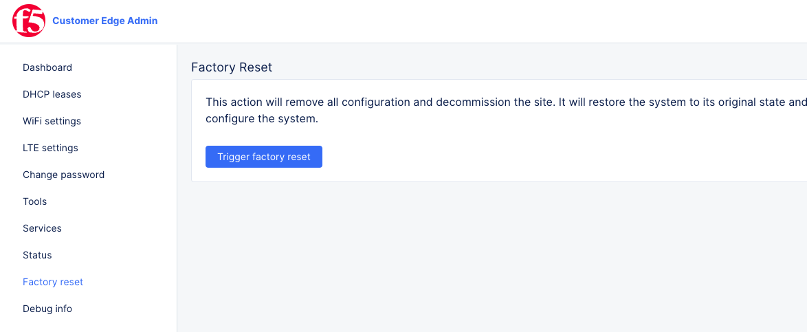 Figure: Factory Reset