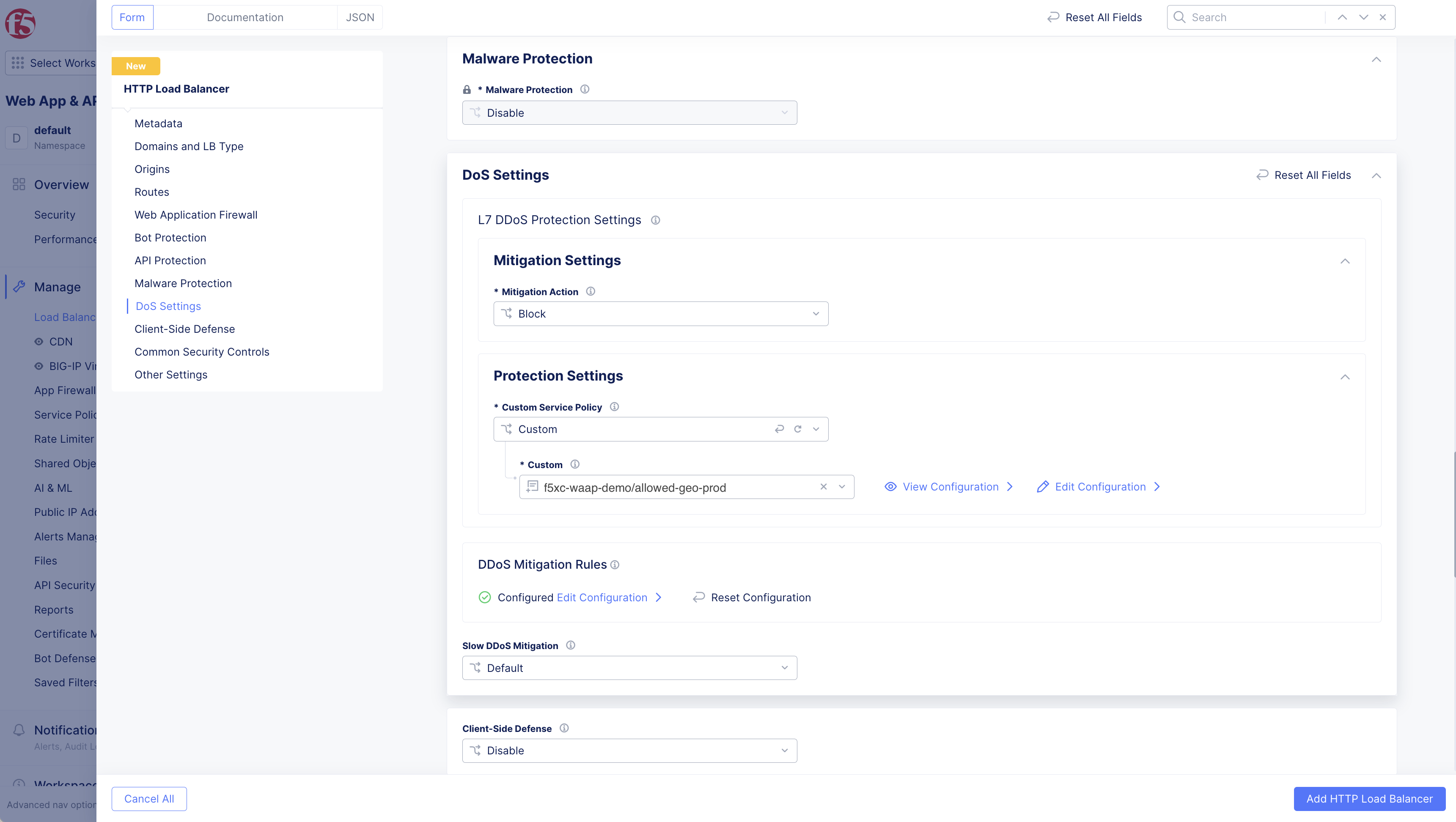 Figure: Define Custom Policy Name