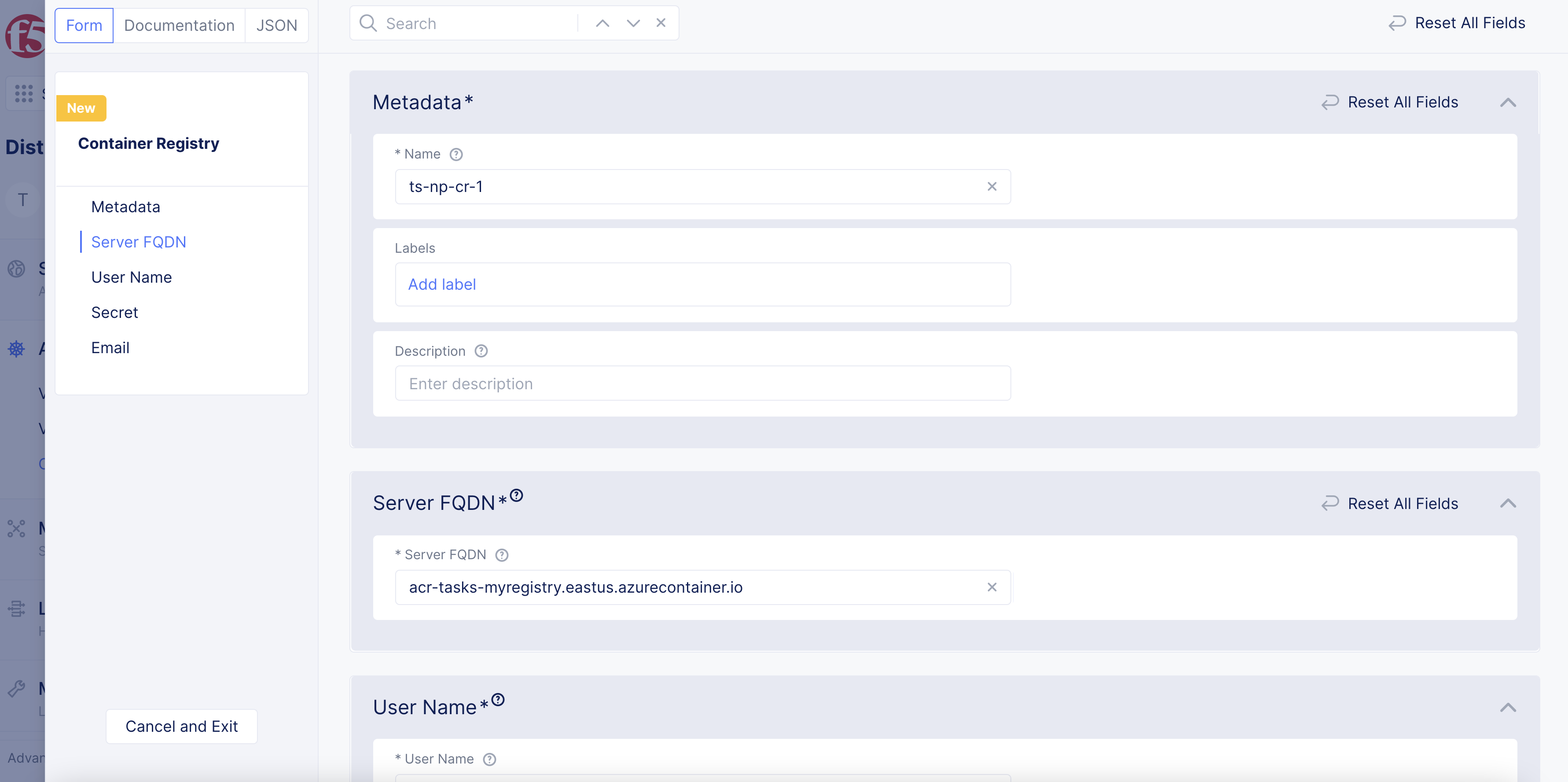 Figure: FQDN and Username