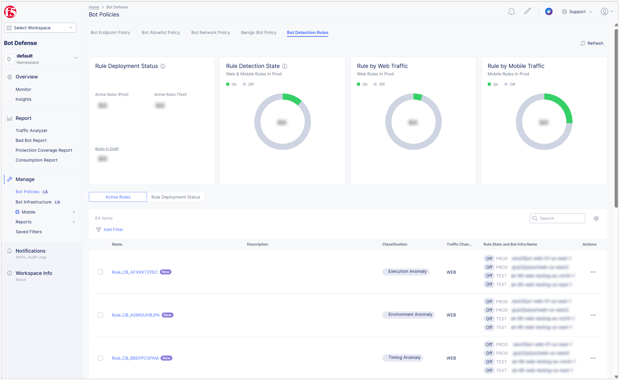Figure: Manage Bot Detection Rules
