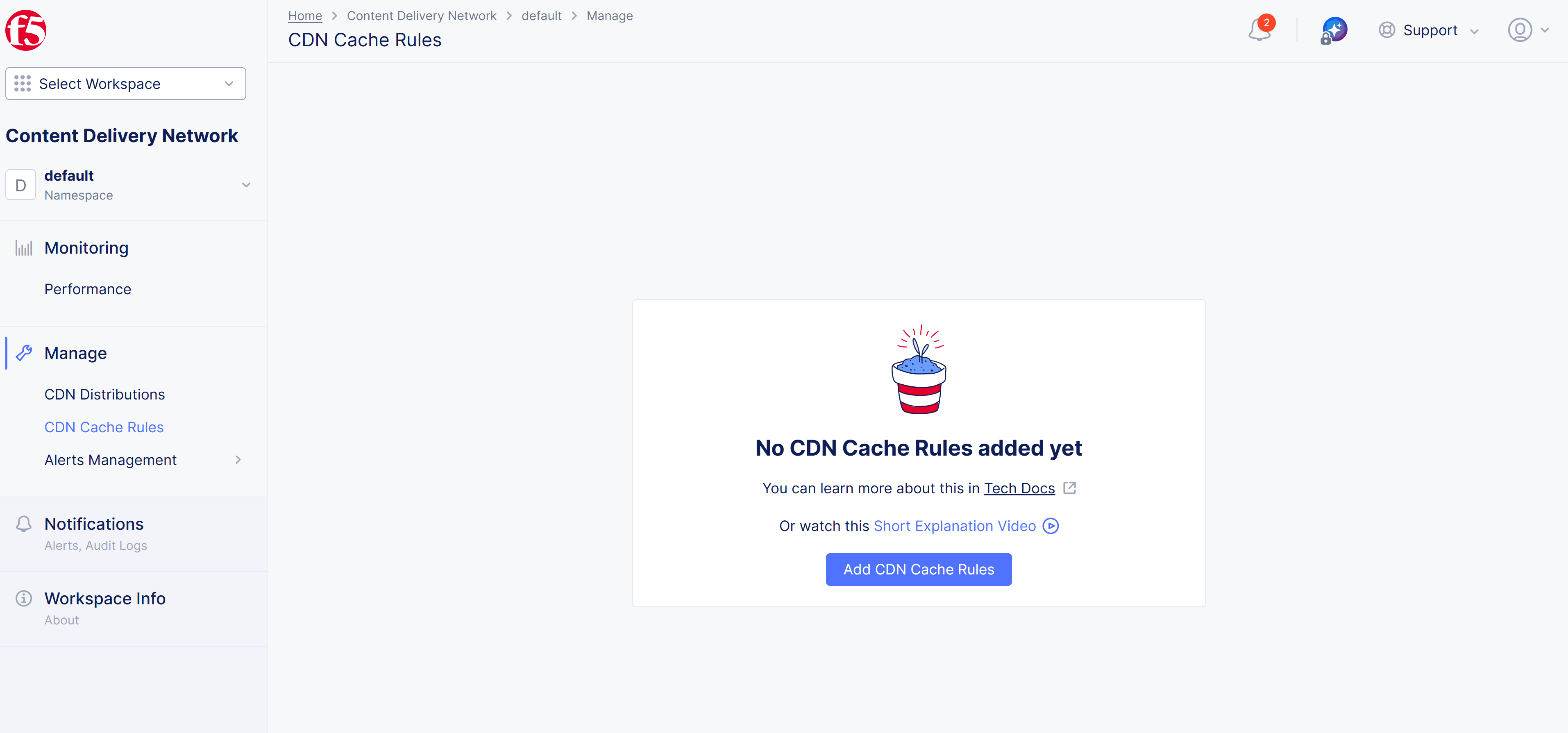 Figure: CDN Cache Rules Page